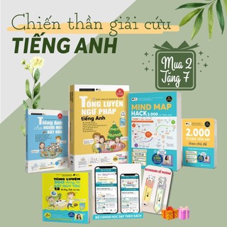 Sách combo giải cứu tiếng anh (tổng luyện ngữ pháp, mindmap hack não từ vựng tặng 2000 từ & tiếng anh cho người bắt đầu)