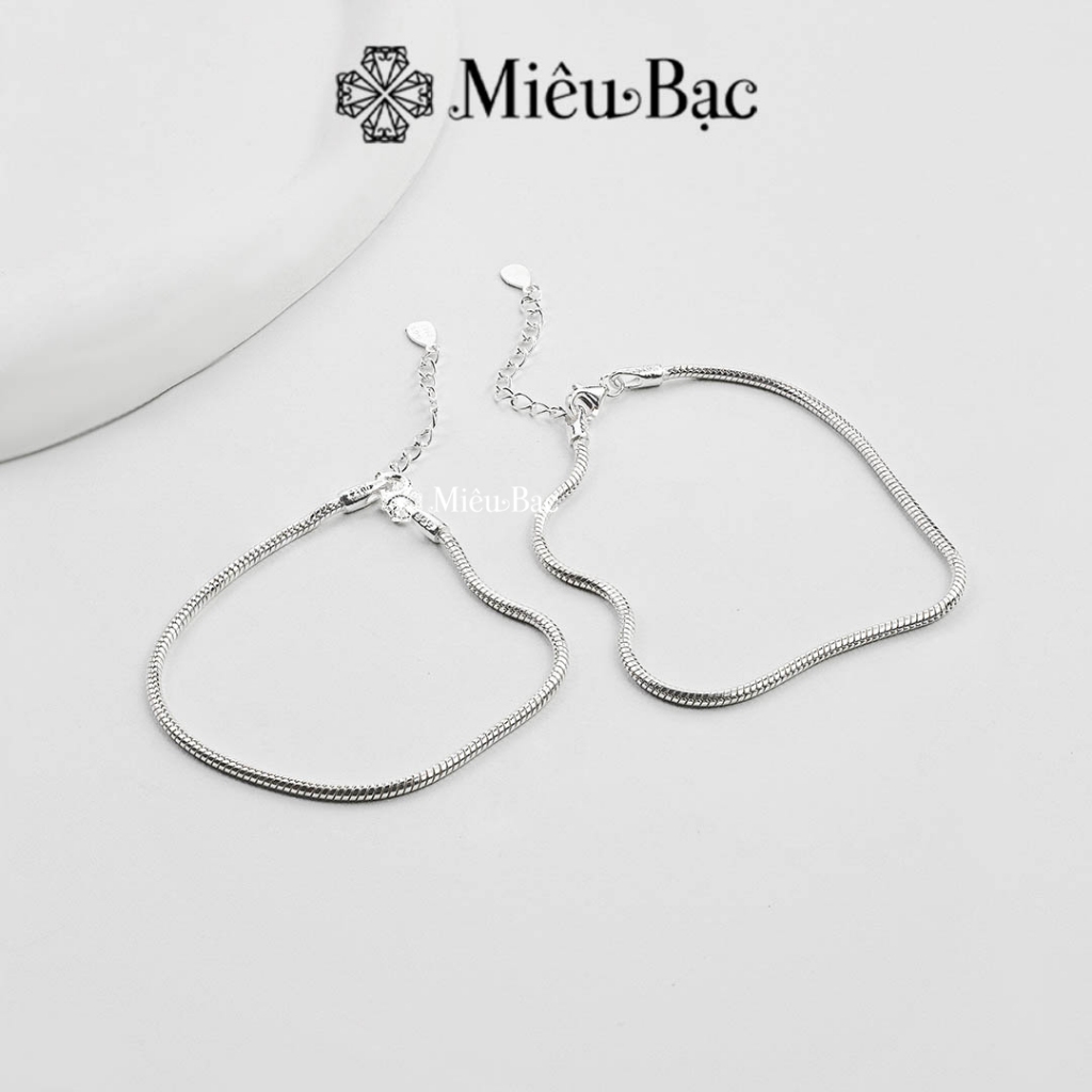 Lắc tay đôi couple nam nữ Miêu Bạc thuôn dây mì dày dặn chất liệu bạc 925 phụ kiện trang sức unisex MT36