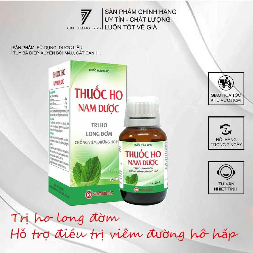 Siro Nam Dược- Hỗ trợ tiêu đờm, viêm phế, thanh nhiệt, giảm ho -Hộp 1 chai 100ml