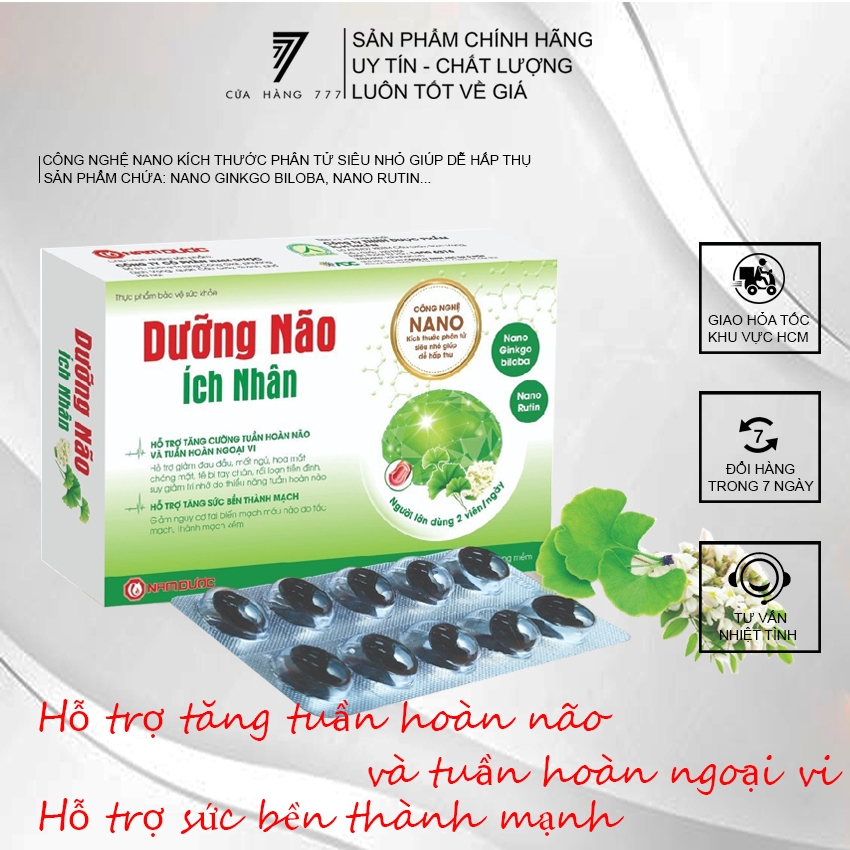 Viên uống Dưỡng Não Ích Nhân thế hệ mới tăng cường lưu thông máu, giảm mất ngủ, tăng tuần hoàn não, rối loạn tiền đình