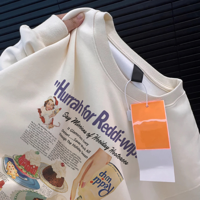 Áo nỉ cổ tròn Màu kem nữ thời trang Salute Sweater unisex Hàn Quốc cho vintage đẹp in hinh Y0528