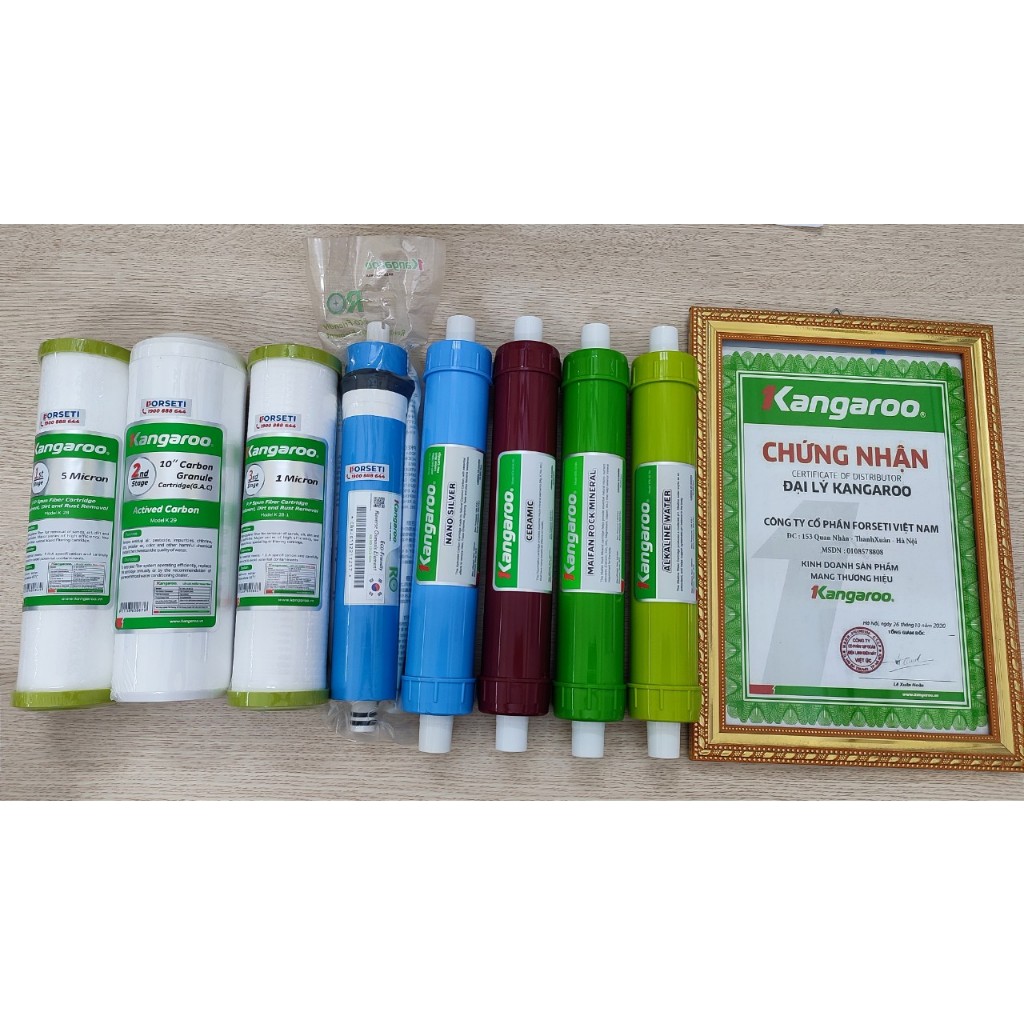 Trọn bộ 8 lõi lọc nước Kangaroo chính hãng dùng cho máy lọc nước Kangaroo KG06G4, KG108, KG108H,...