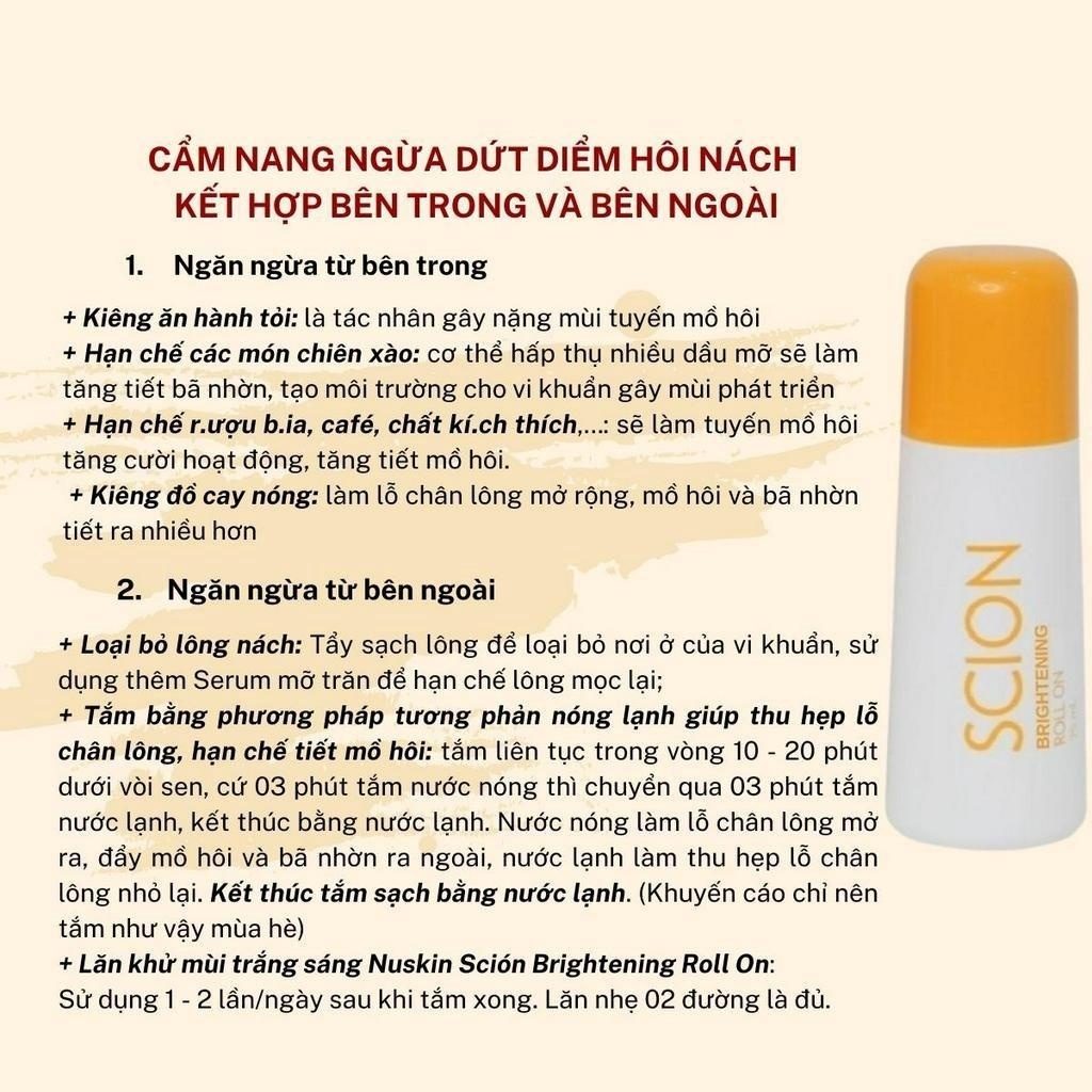 Lăn khử mùi Scion Nuskin 75ml ngăn mùi hôi nách không làm ố quần áo, làm sáng vùng da dưới cánh tay