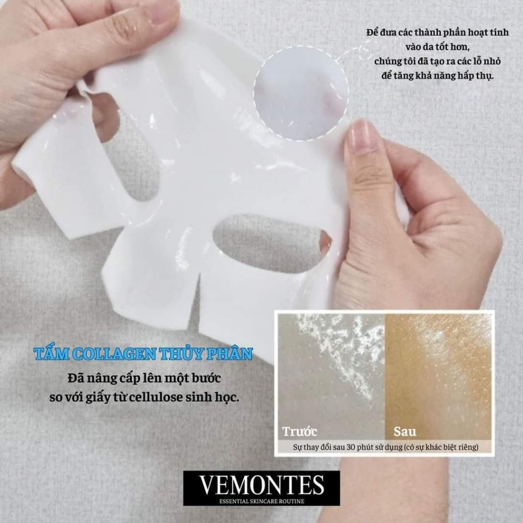 Mặt Nạ Collamelt VEMONTES Mask Pack hộp 5 miếng dưỡng ẩm tấm collagen thủy phân