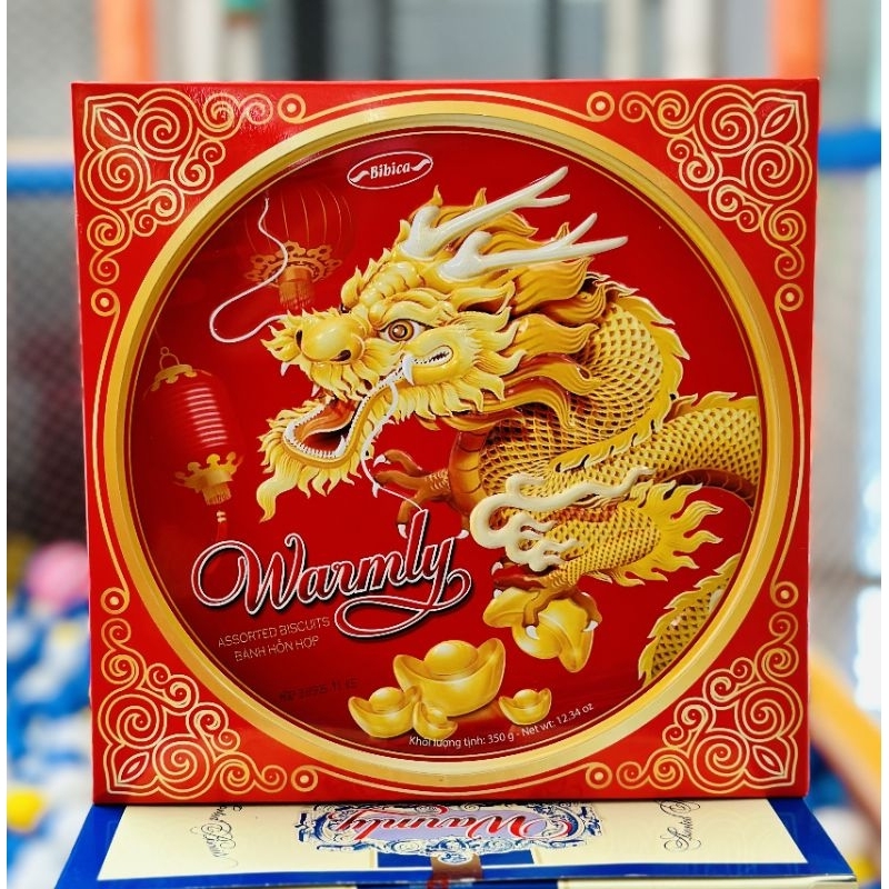 Hộp 350g bánh qui hỗn hơp WARMLY Bibica.Quà tết đầy ý nghĩa cho người thân và gia đình