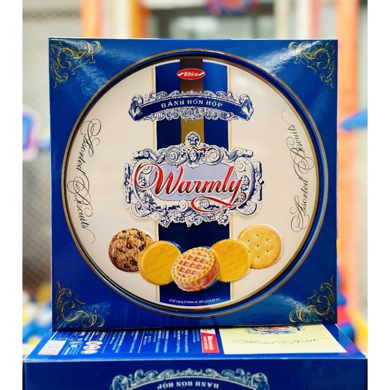 Hộp 350g bánh qui hỗn hơp WARMLY Bibica.Quà tết đầy ý nghĩa cho người thân và gia đình