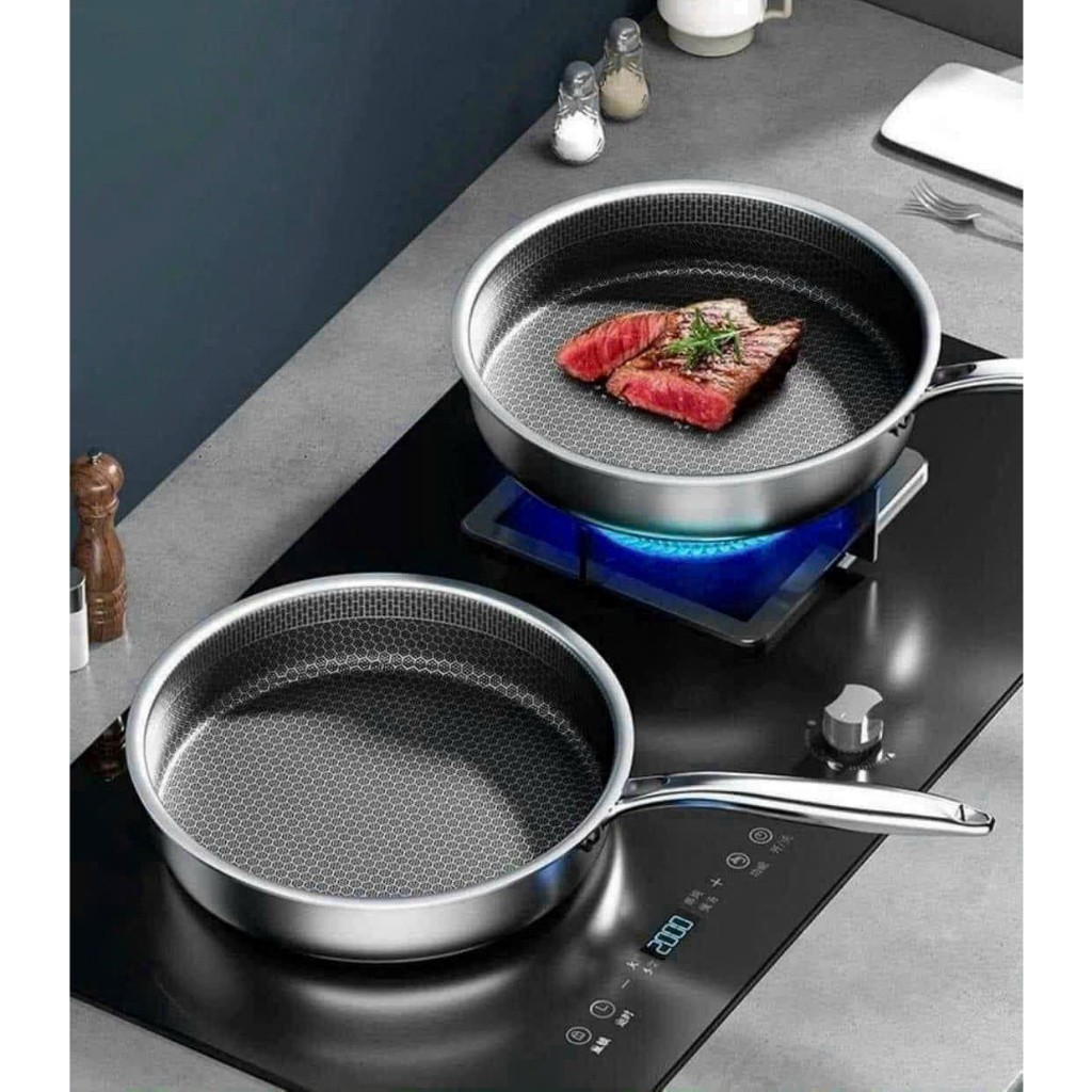 Chảo chống dính 5 lớp inox 304 size 28cm cao cấp G01 sâu lòng vân đá an toàn tiện dụng