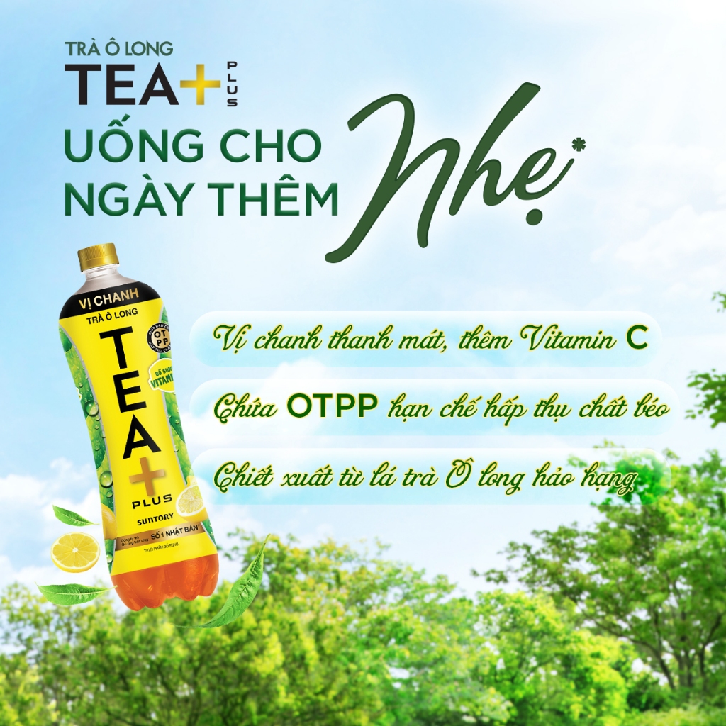 Thùng 12 Chai Trà Ô long Tea+ Vị Chanh