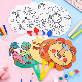 Quạt cầm tay DIY tô màu hình ngẫu nhiên
