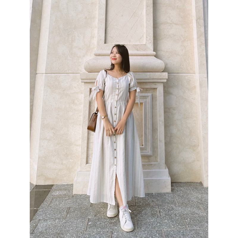 Đầm Sơ Mi Cổ Vuông Vintage - Mia Dress