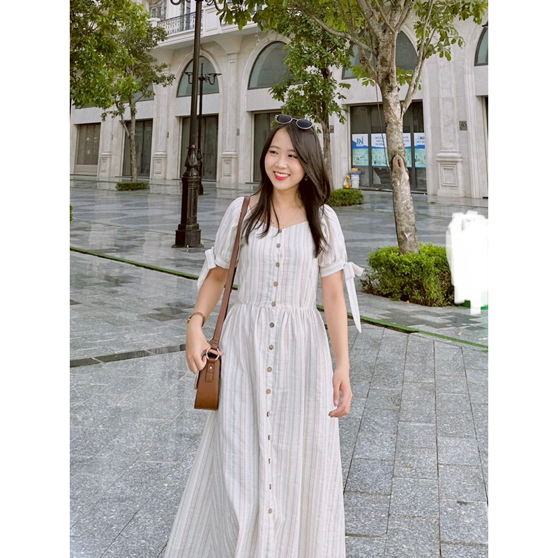 Đầm Sơ Mi Cổ Vuông Vintage - Mia Dress