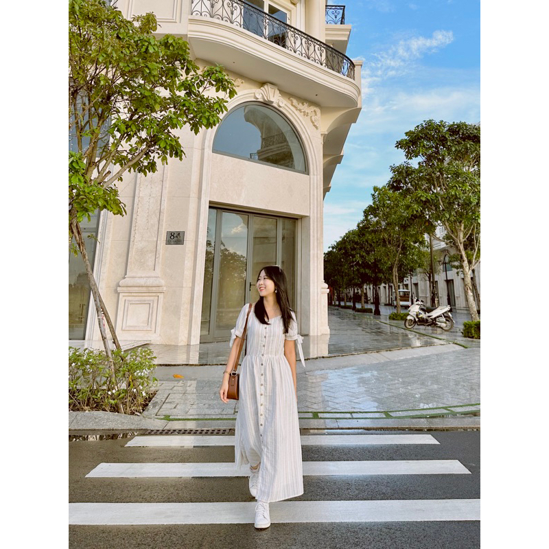 Đầm Sơ Mi Cổ Vuông Vintage - Mia Dress