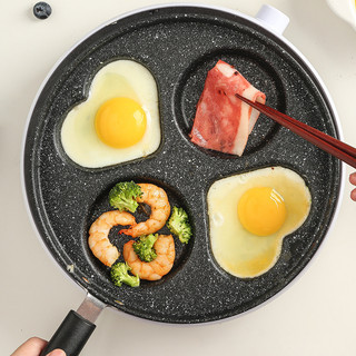 Chảo Vân Đá Chống Dính Cao Cấp 24cm - Chiên Trứng, Làm Bánh PanCake 4 Ngăn Tiện Dụng