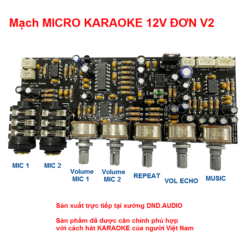 Mạch MICRO KARAOKE 12V đơn V2 đã được cân chỉnh phù hợp