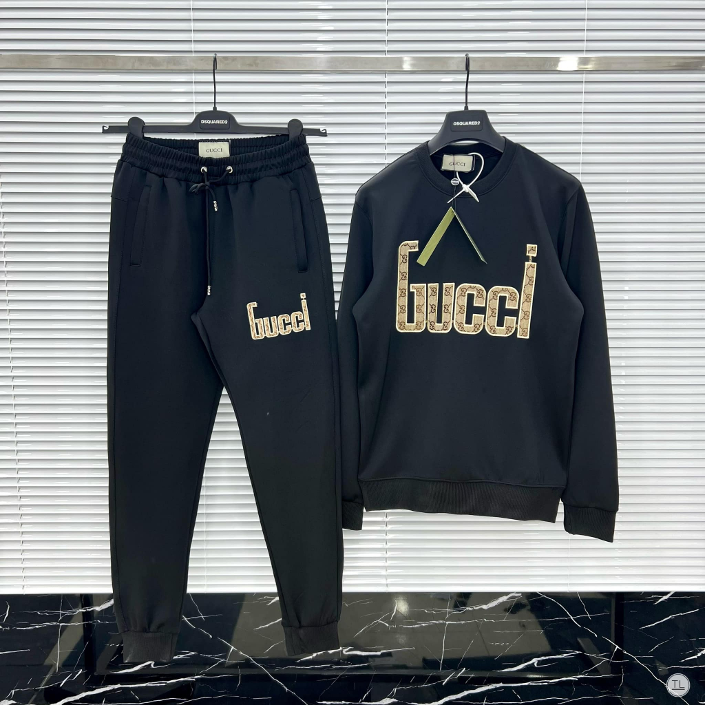 Bộ Nỉ Gucci LV Nam Nữ Full Mẫu, Chữ Hình Thêu Gấu, Bộ Chất Liệu Nỉ Cao Cấp Loại 1 Thu Đông NemoShop