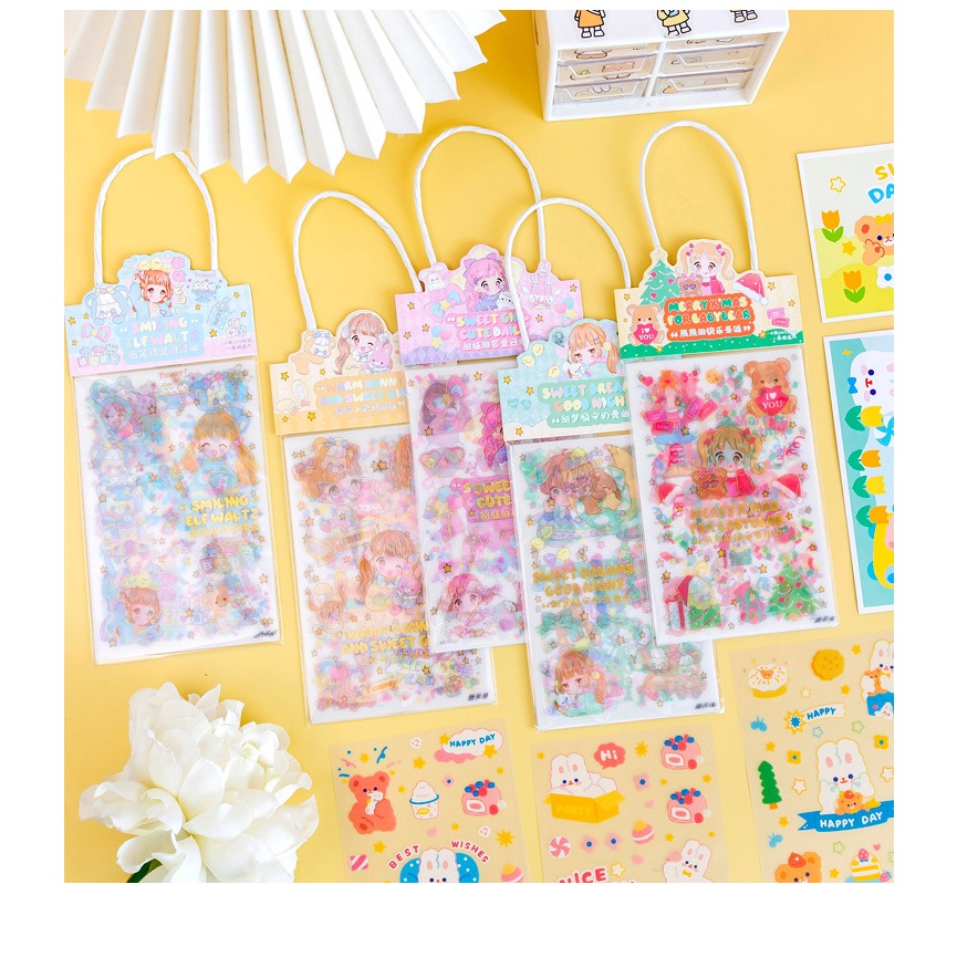 Miếng dán trang trí ticker hoạt hình trang trí sổ tay cốc nước điện thoại cute dễ thương E1456