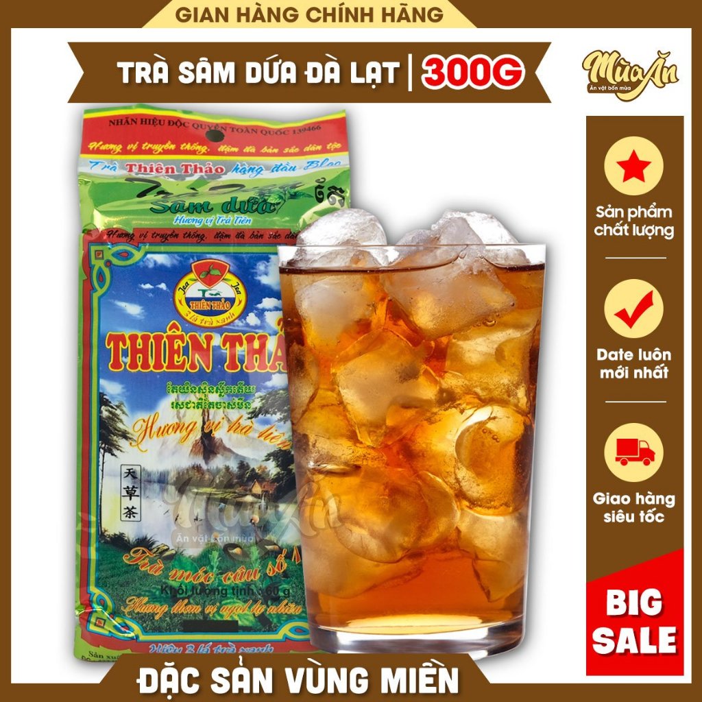 Trà Sâm Dứa Đà Lạt hiệu Thiên Thảo, vị trà đá miền Nam, trà Lâm Đồng, nguyên liệu pha trà ở các quán cà phê