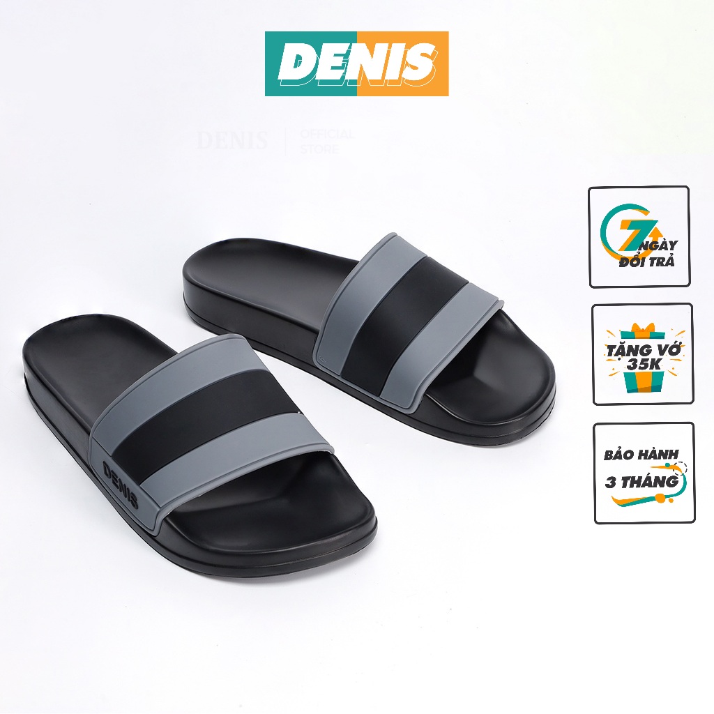 Dép Quai Ngang Denis Unisex Slipper đế PU đen cao cấp SP07