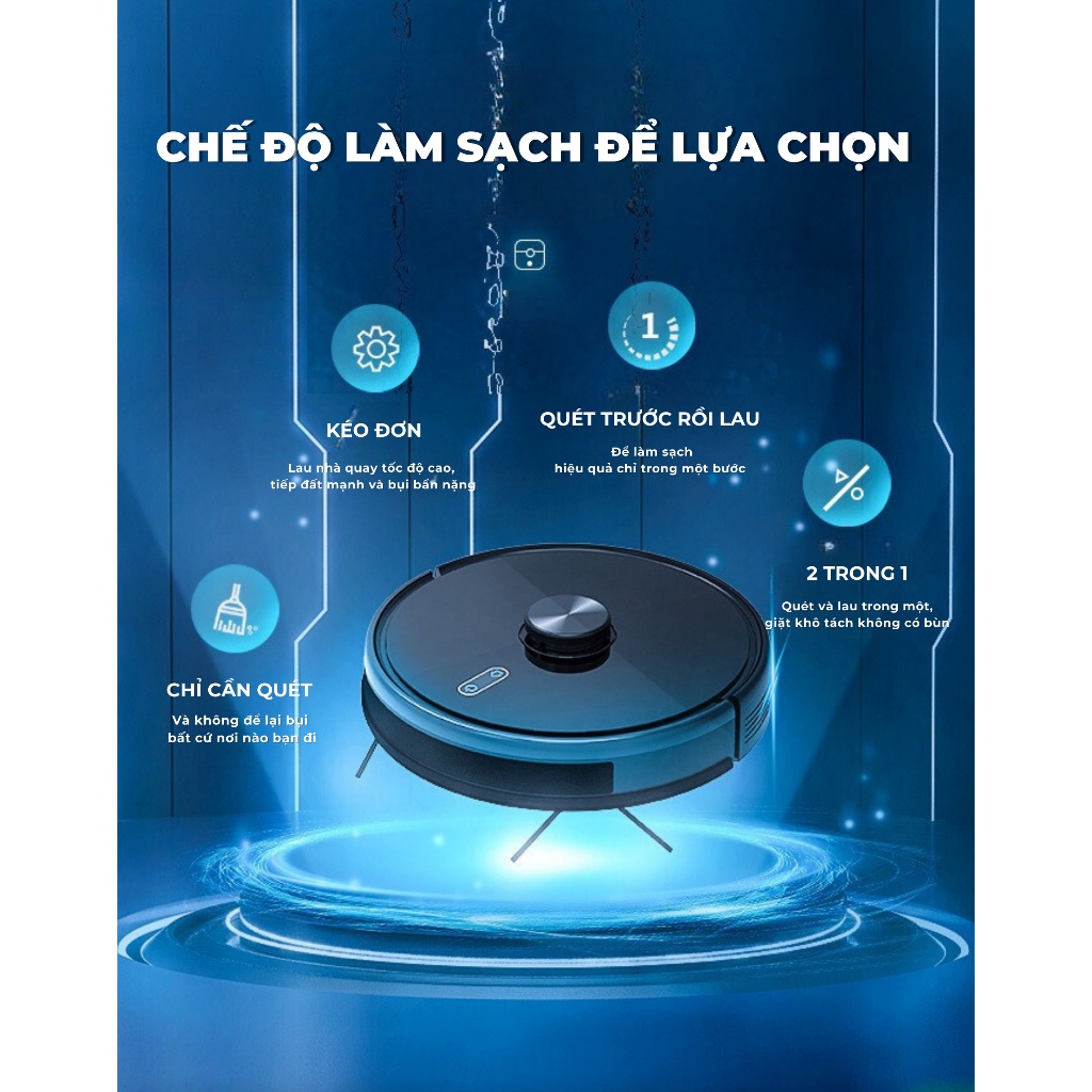 Robot Hút Bụi Lau Nhà Tự Động Chính Hãng KAW Điều Khiển Bằng Điện Thoại Thông Minh Nhanh Chóng