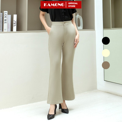 Quần tây ống loe nữ KAMONG cạp cao công sở Q014