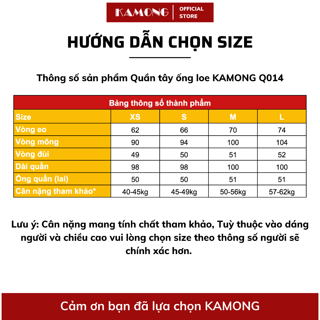 Quần tây ống loe nữ KAMONG cạp cao công sở Q014