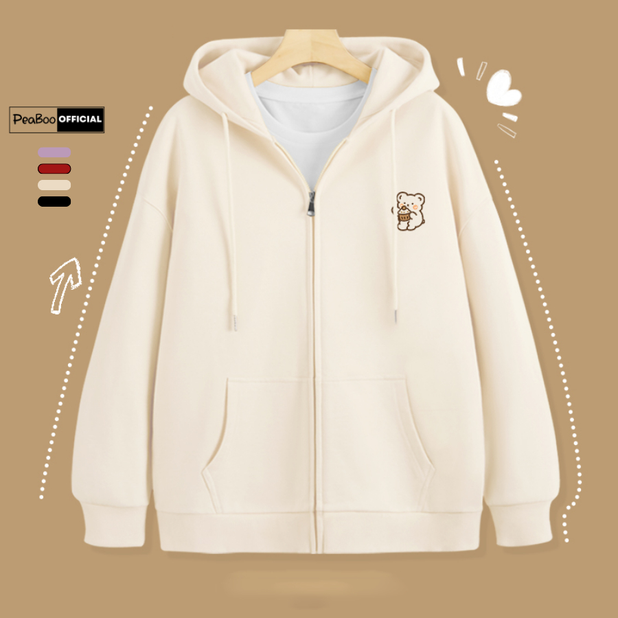 Áo Hoodie Zip, Áo Khoác Nam Nữ Unisex By PEABOO Mã Thỏ A Good Dat Chất Nỉ Bông Form Rộng Mũ 2 Lớp