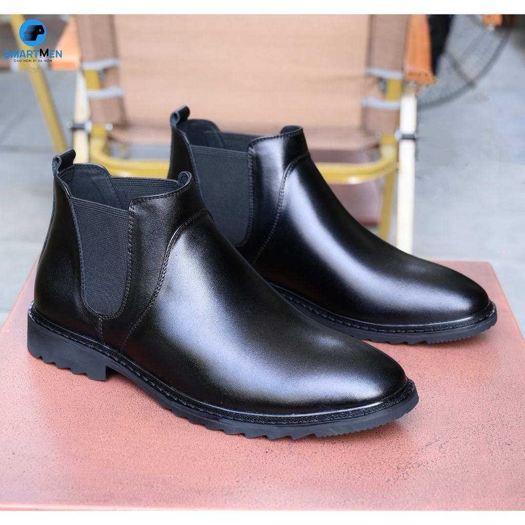 Giày tăng chiều cao SMARTMEN Chelsea Boot GD388 Đen