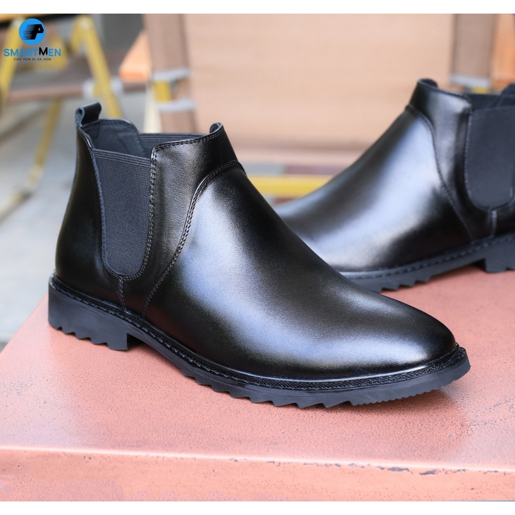 Giày tăng chiều cao SMARTMEN Chelsea Boot GD388 Đen