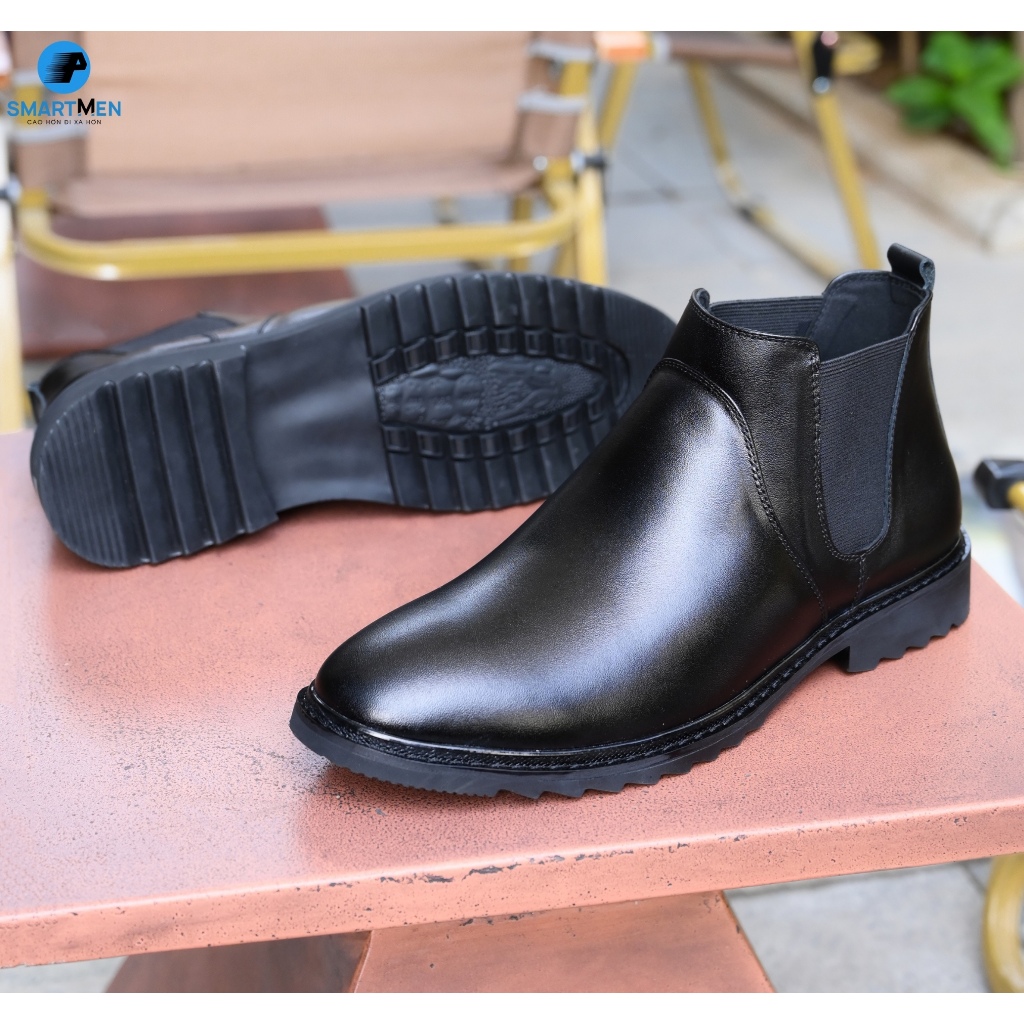 Giày tăng chiều cao SMARTMEN Chelsea Boot GD388 Đen