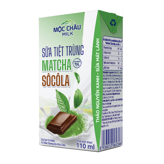 Thùng 48 hộp Sữa tiệt trùng Matcha Socola Mộc Châu Milk (110mlx48)