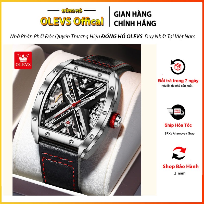 Đồng hồ Olevs automatic nam lộ máy cơ cao cấp phong cách thể thao,Đồng hồ đeo tay quà tặng cho bạn trai