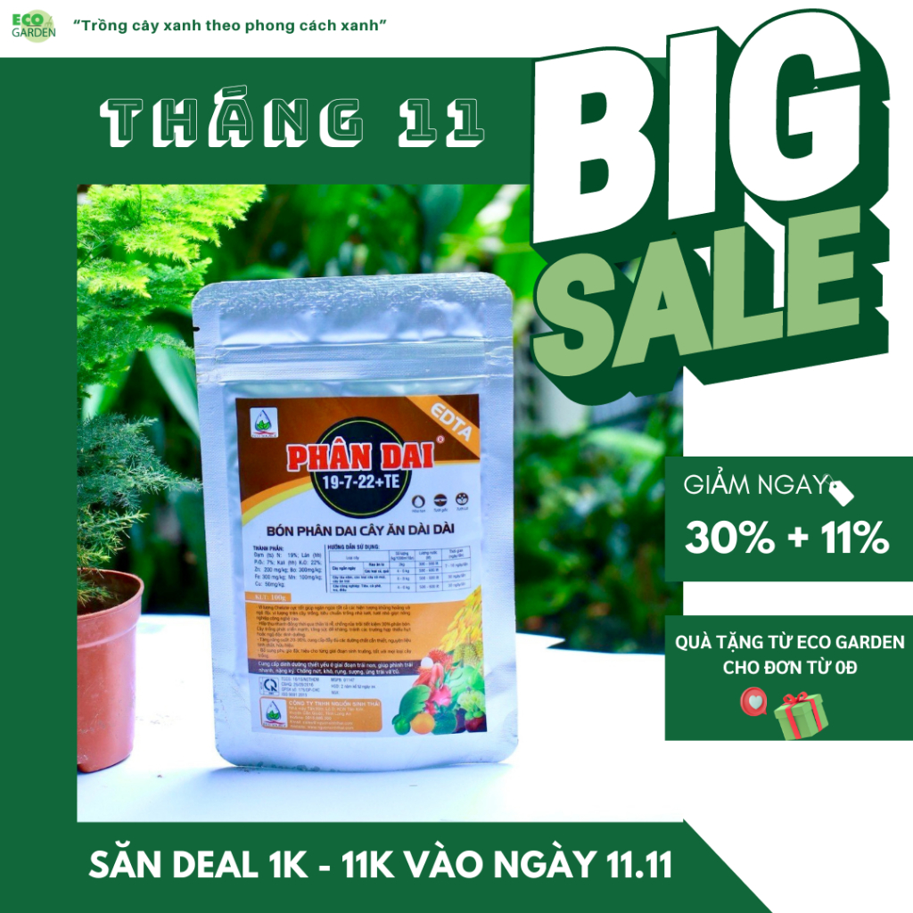Phân bón Ra hoa, đậu trái, chắc hạt - Phân Dai NPK 19-7-22+TE (100g)
