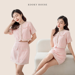 Set dạ tweed áo croptop phối chân váy phong cách tiểu thư, sang chảnh - kooky house - helen set