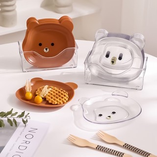 Đĩa gấu decor, đĩa gấu ăn dặm, đĩa gấu ngộ nghĩnh, khay đựng đồ ăn vặt, đĩa nhựa