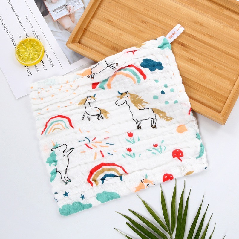 KHĂN SỮA TRẮNG HỌA TIẾT CHO BÉ XÔ NHĂN 6 LỚP #Tgkids