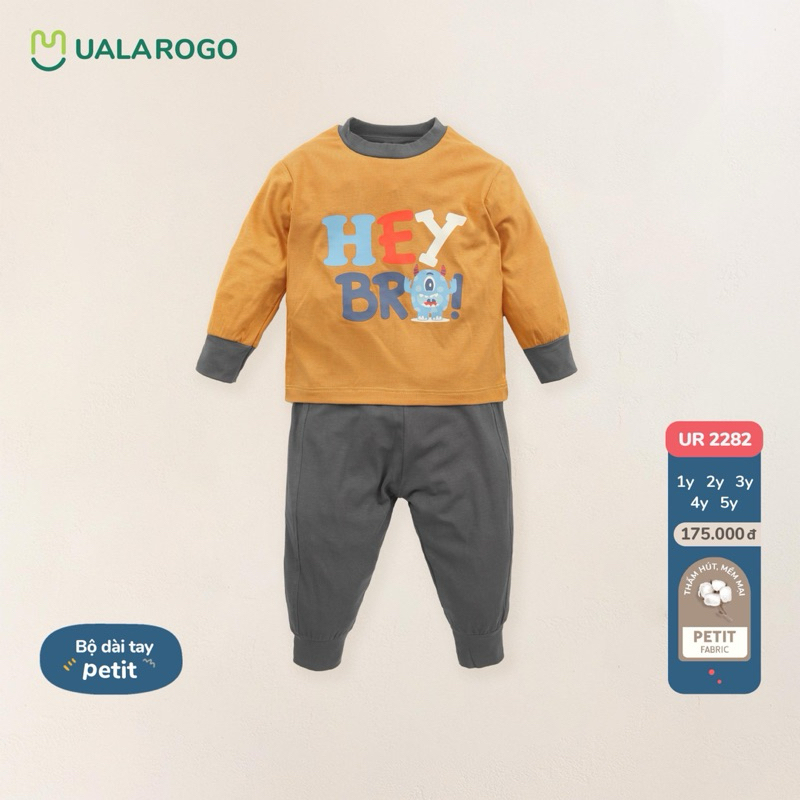 Bộ đồ dài cho bé trai bé gái hãng uala rogo chất modal mềm mại