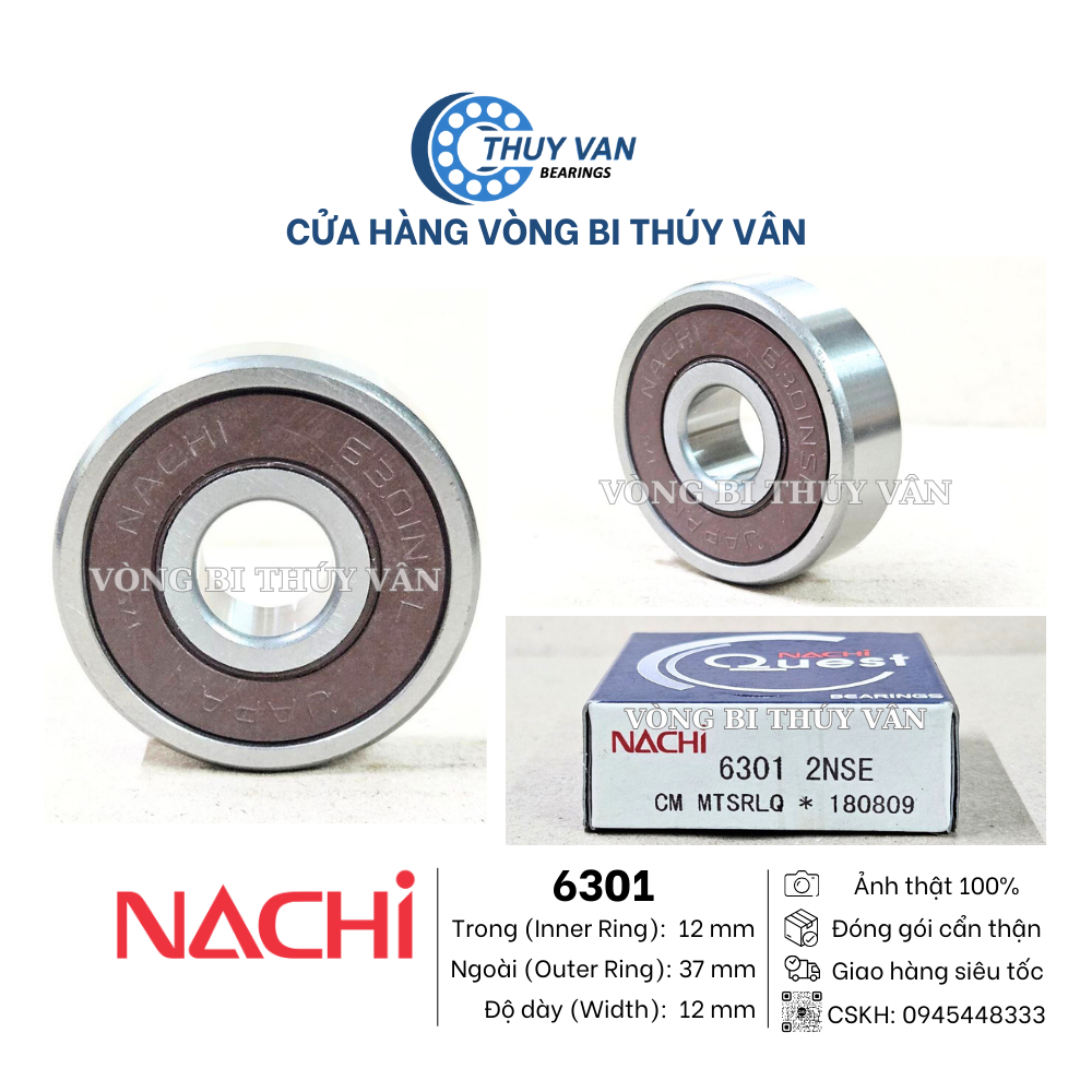 Vòng bi bạc đạn hạt tròn, cầu 6300 6301 6302 6303 6304 6305 hãng NACHI Nhật Bản