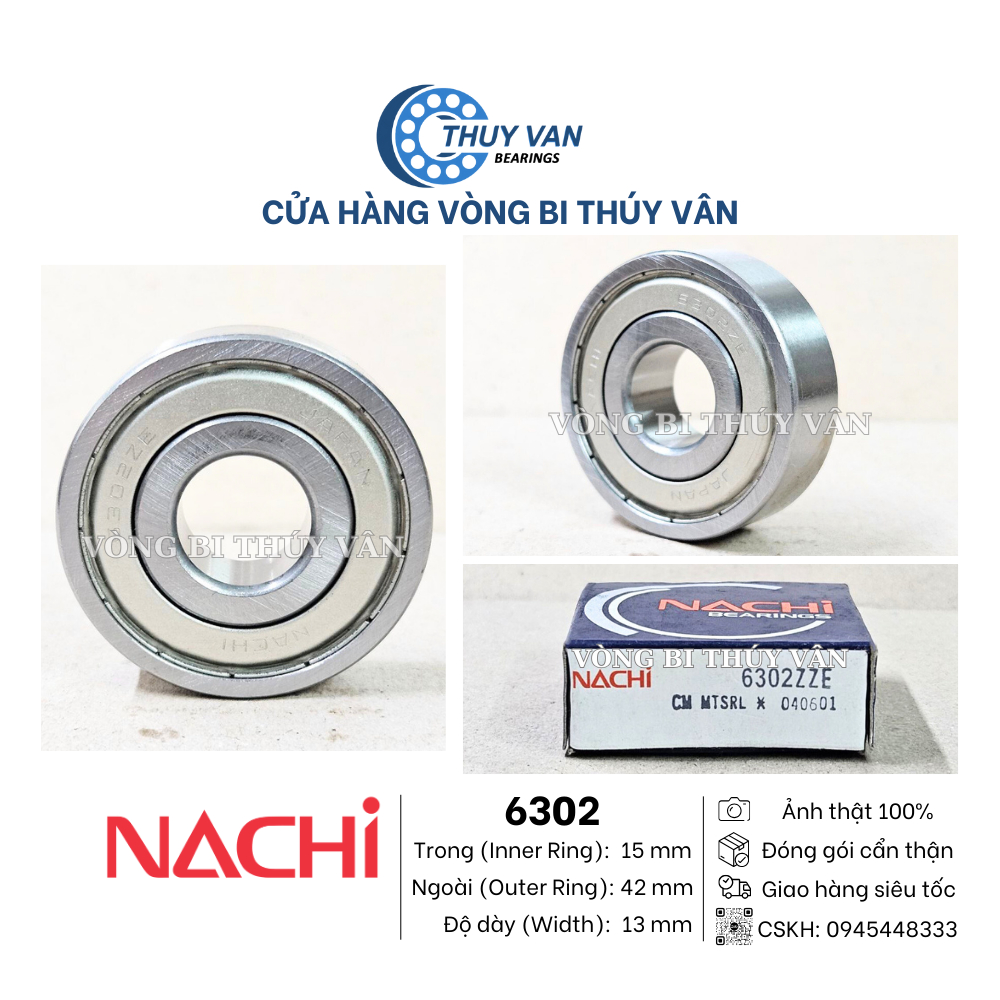 Vòng bi bạc đạn hạt tròn, cầu 6300 6301 6302 6303 6304 6305 hãng NACHI Nhật Bản