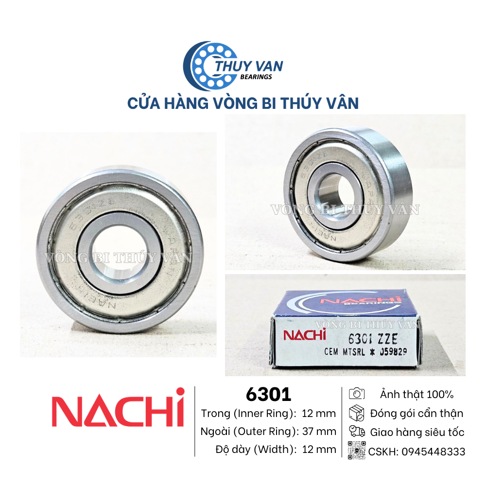 Vòng bi bạc đạn hạt tròn, cầu 6300 6301 6302 6303 6304 6305 hãng NACHI Nhật Bản