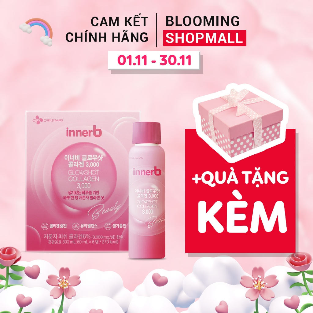 Nước Uống Innerb Glowshot Collagen Căng Mịn Sáng Da 300ml (50ml x 6 Chai) BLOOMING