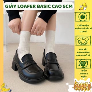 [SẴN+ CHUẨN HÀNG QC] Giày loafer nữ gót trụ vuông mũi tròn chất da PU cao cấp đơn giản phong cách nhẹ nhàng tiểu thư