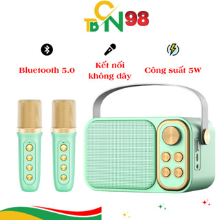 Loa Karaoke Bluetooth Mini YS 105 Kèm 2 Micro Không Dây, Công Suất 5W, Âm Thanh Siêu Hay, Thay Đổi Tone Giọng-Loa YS 103