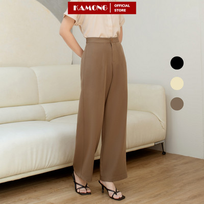 Quần ống rộng 1 nút KAMONG dáng quần tây suông culottes công sở Q015