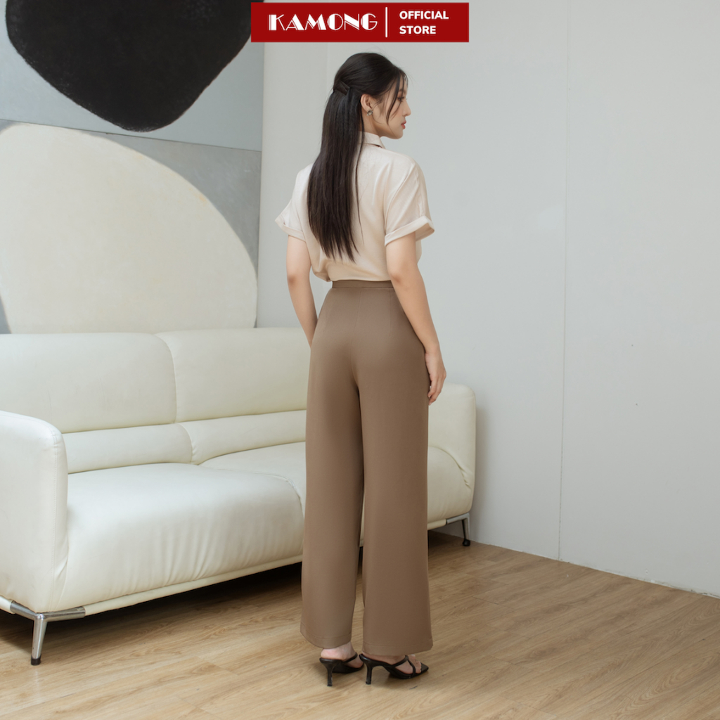 Quần ống rộng 1 nút KAMONG dáng quần tây suông culottes công sở Q015