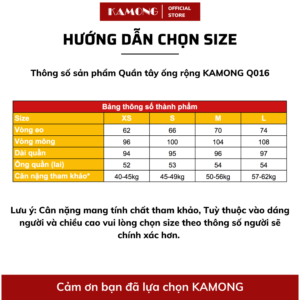 Quần tây ống rộng KAMONG dáng suông dây kéo công sở Q016