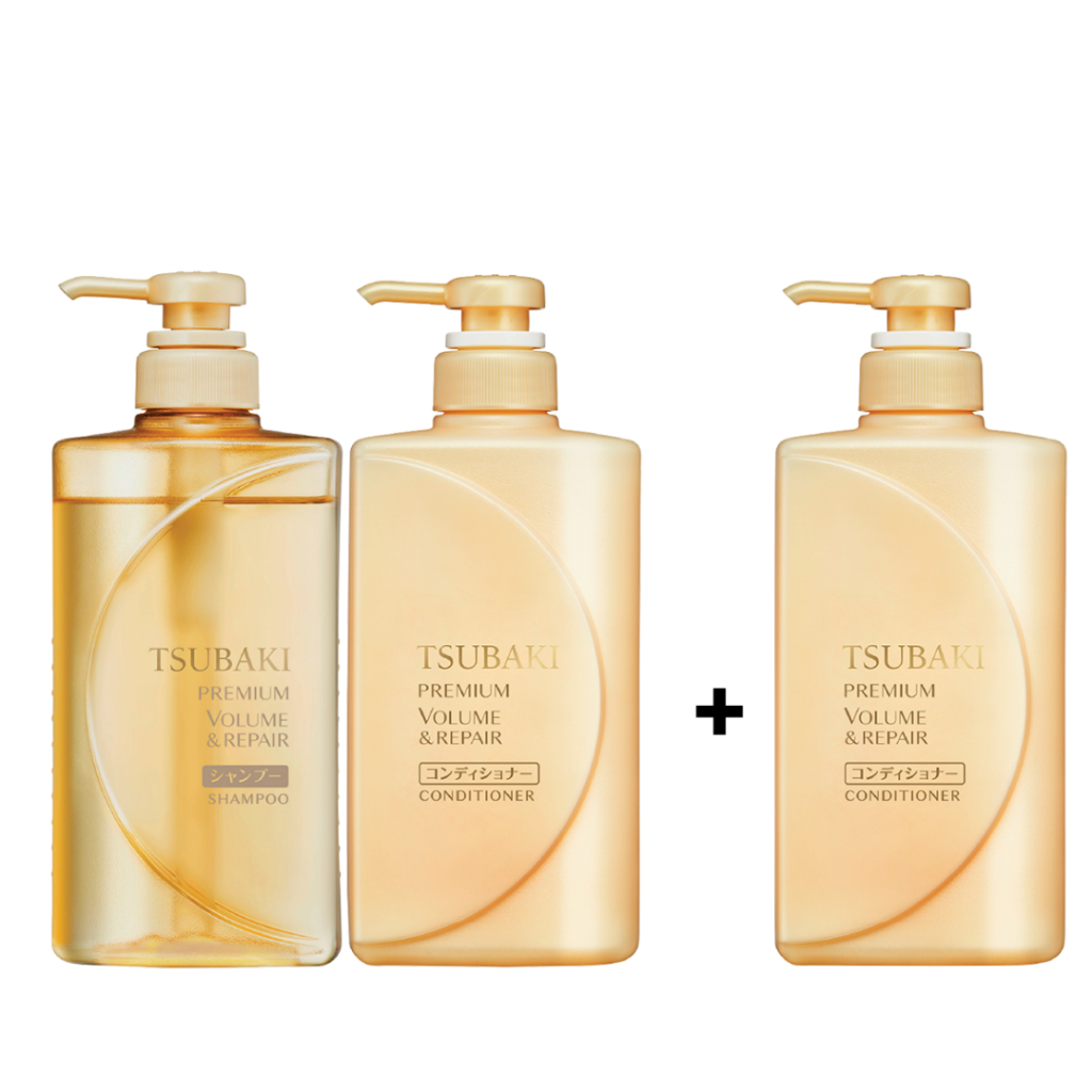 [Hannah Olala x Tsubaki] Bộ đôi gội xả Phục hồi hư tổn tóc Premium Repair Tsubaki 490ml/chai + Dầu xả