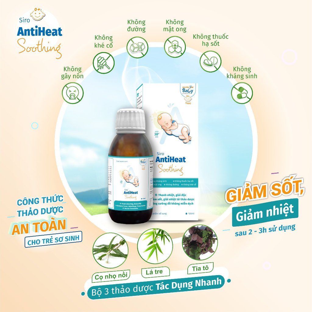 Siro Sốt Antiheat Soothing chai 120ml – giảm sốt, giảm nhiệt sau 2 – 3h sử dụng cho trẻ từ 0 tháng tuổi trở lên