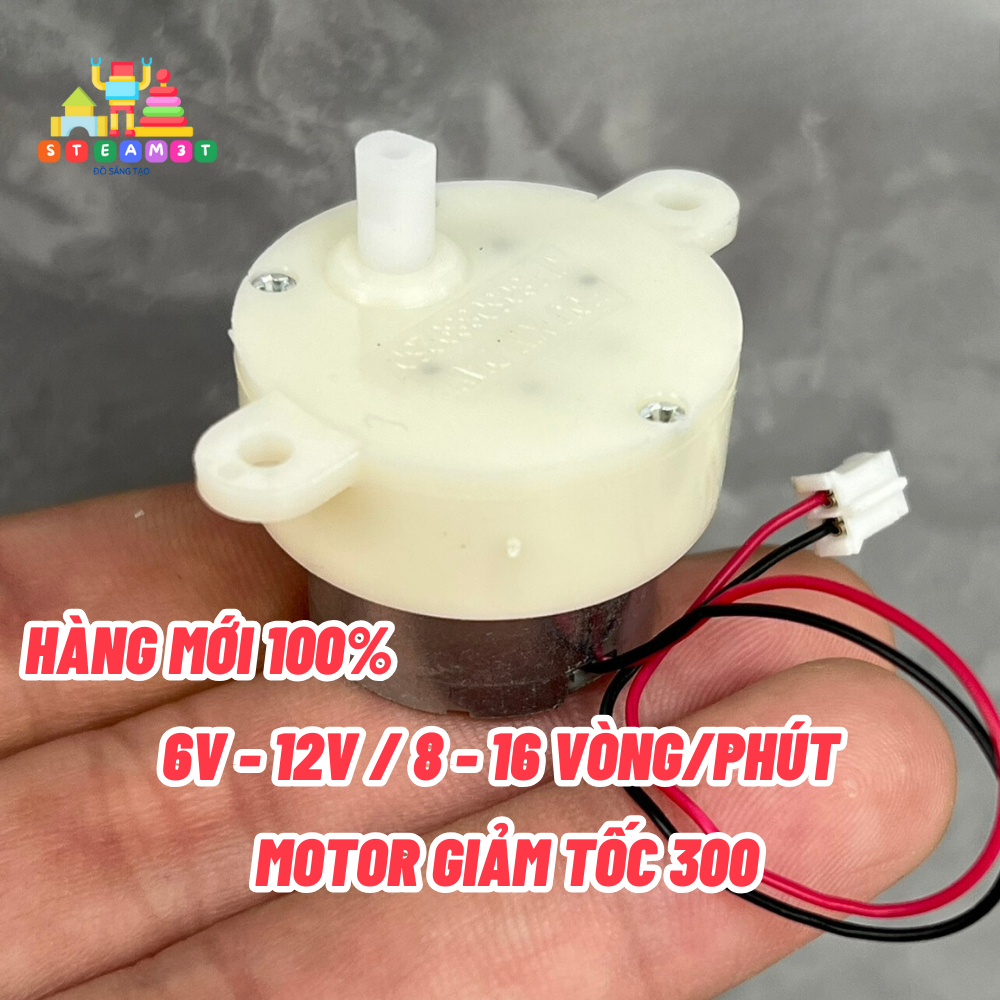 Motor giảm tốc mini 300 điện áp 6V - 12V tốc độ 30 - 60 vòng/phút chạy êm - LK0299