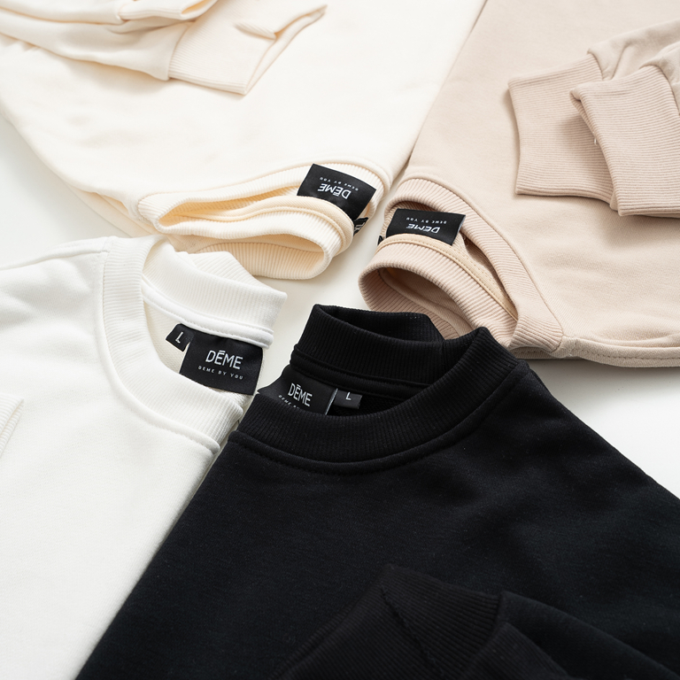 Áo Đôi Sweater Nam Nữ, Áo Thêu Tên Theo Yêu Cầu DEME Chất Nỉ Dày Dặn, Không Bai Xù