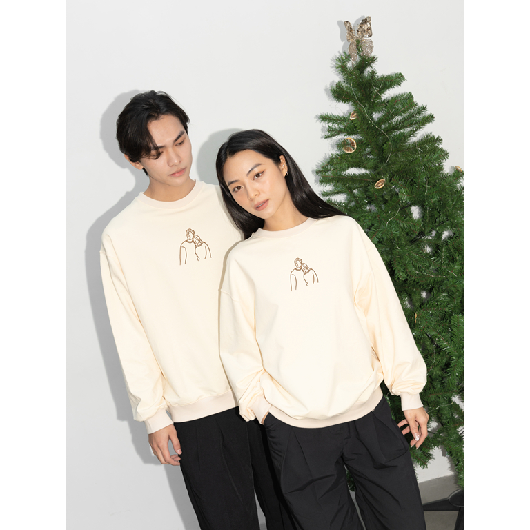 Áo Đôi Sweater Nam Nữ, Áo Thêu Tên Theo Yêu Cầu DEME Chất Nỉ Dày Dặn, Không Bai Xù